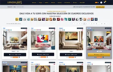 Pagina de diferentes ambientes en Lienzos.art Captura de imagen de la pagina de cuadros para diferentes ambientes en Lienzos.art un caso de éxito de Precursor Sináptico