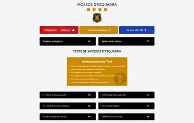 Modulo Mossos d'esquadra Captura de pantalla del modulo Tests oposiciones a mossos