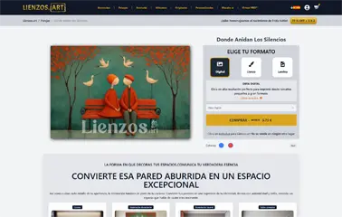 Pagina de producto en Lienzos.art Captura de pantalla de perfil de producto en Lienzos.art
