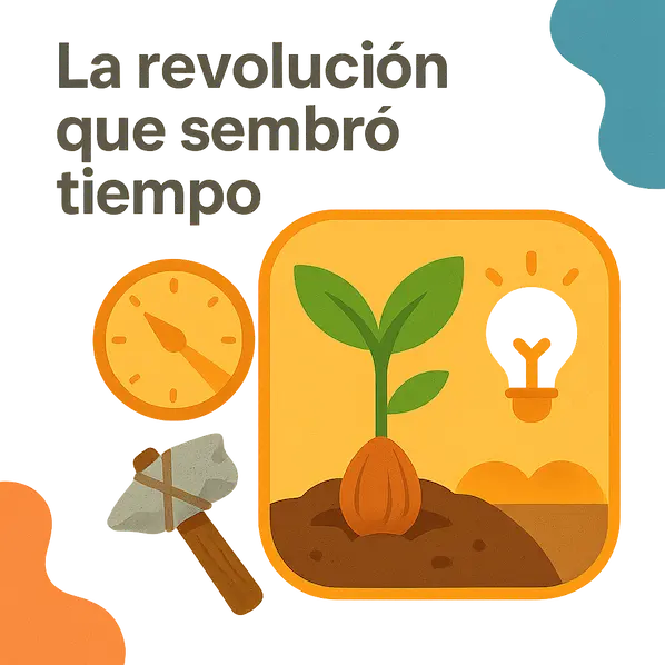 Ilustración de la revolución agrícola representada de forma simbólica