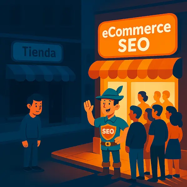 Comparativa visual entre una tienda vacía y una tienda con clientes gracias al SEO, ambientado en Lanzarote