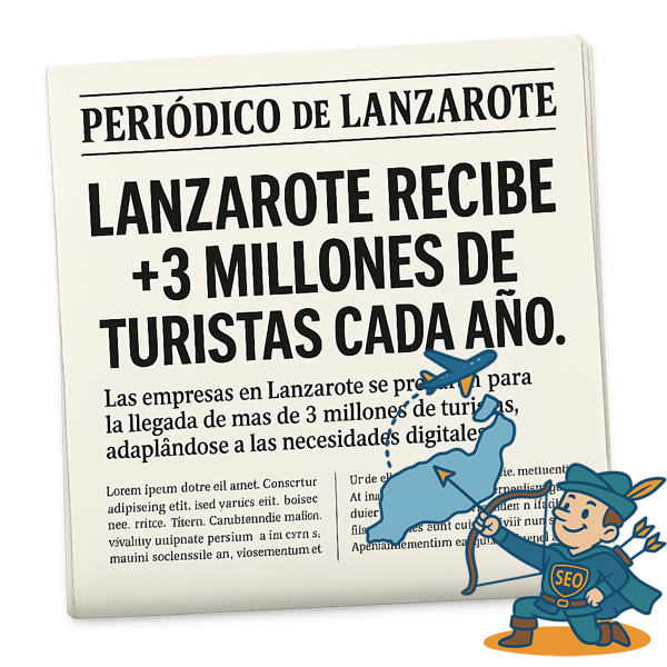 Portada de periódico  'Periódico de Lanzarote' con titular sobre la llegada de más de 3 millones de turistas a la isla cada año